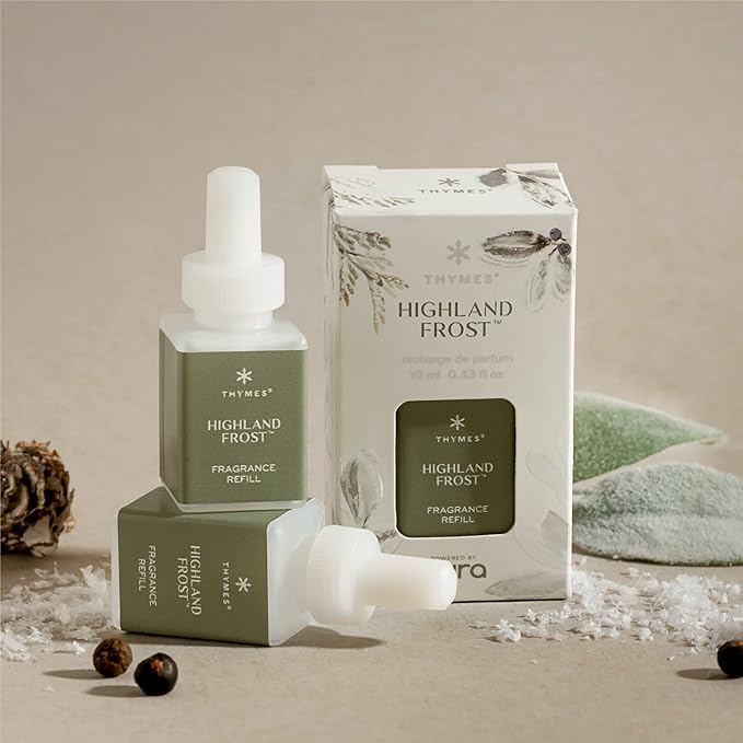 Thymes Pura Refills – 2 Pack of Oil Diffuser Scents – Long-Lasting Pura Diffuser Refills – Premium Home Fragrance – Crisp Notes of Sage, Eucalytpus & Cyrpress Needles (Highland Frost, Pack of 2)