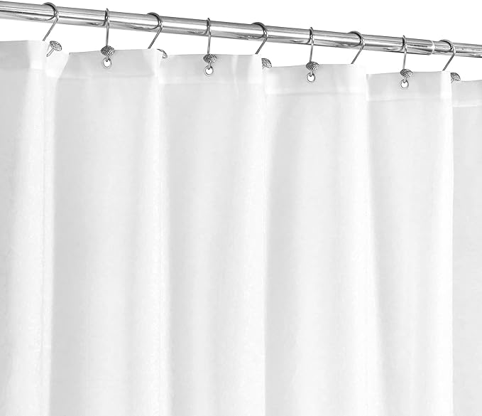 N&Y HOME Fabric Shower Curtain or Liner with Magnets - Soft Cloth Shower Liner with Hotel Quality, Machine Washable - White, 72x72