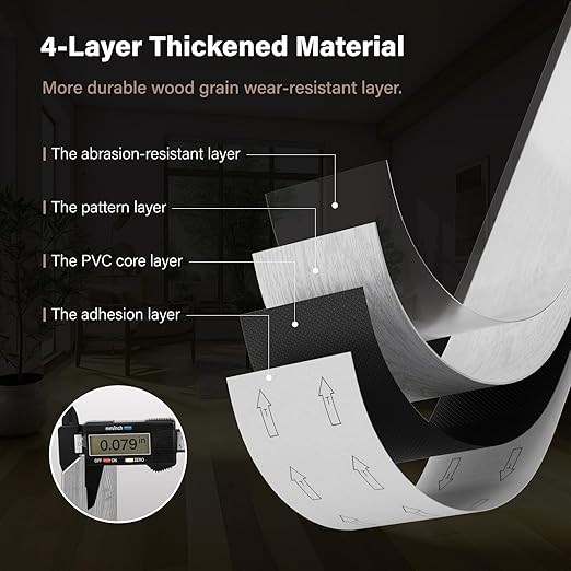 Peel and Stick Floor Tile, INMOZATA Self Adhesive Vinyl Plank Flooring Tile Wood Grain Look 36-Pack 54 Sq.Ft Waterproof Tile Sticker for Bedroom, Living Room, Kitchen, RV (Light Gray)