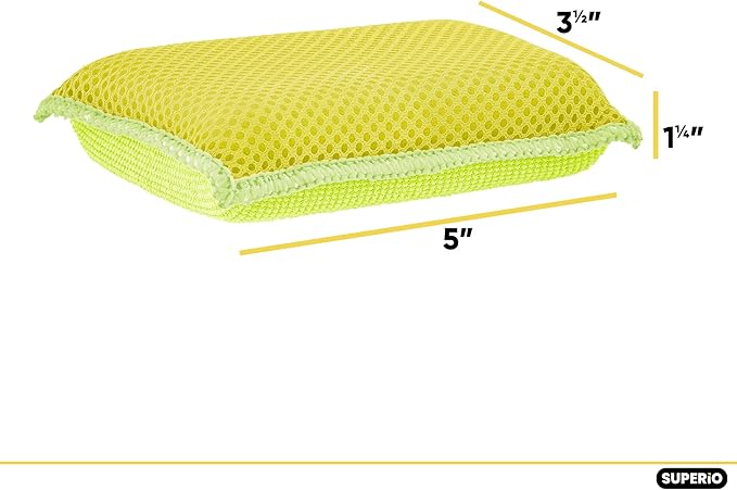 Microfiber Non-Scratch Dish & Kitchen Scrubber Heavy-Duty Household Cleaning Sponges, Multi-Purpose Cleaning Supplies for Dishes and Kitchens Pack of 12