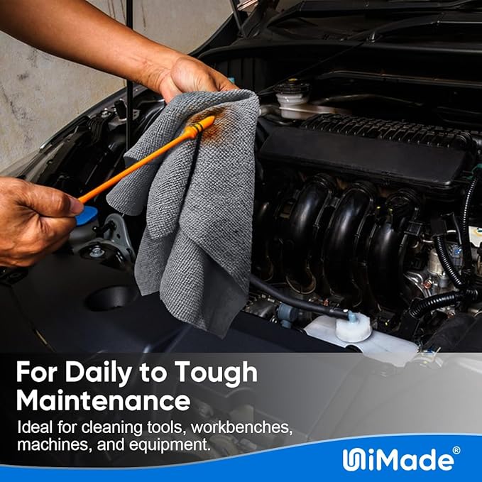 UNIMADE Microfiber Cleaning Cloth, 20 Pack Reusable Microfiber Towels for Cars Lint Free Cleaning Shop Towel Rags for Home Kitchen Automotive Bar Mechanic Restaurant Garage, 11.5"x 11.5", Grey