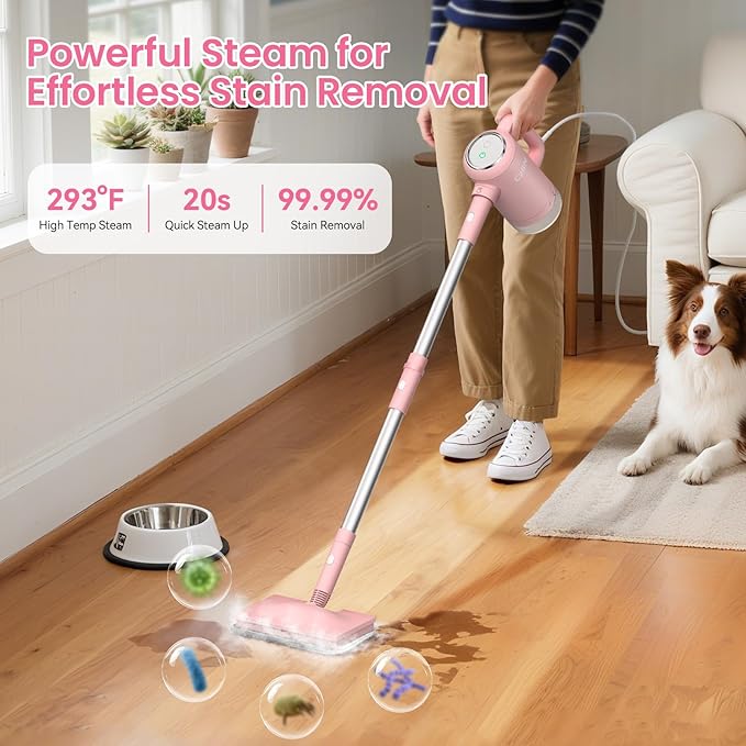 Czlife 13-in-1 Steam Mop, Handheld Steam Cleaner for Home and Floor Cleaning, Floor Steamers for Hardwood and Tile with Attachments, Electric Mop for Grout Laminate Couch Clothes Carpet, Corded