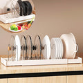 LICRUGU Pots and Pans Organizer Under Cabinet 10 Adjustable Dividers Expandable Pot Pan Lid Holder Organizers Rack inside Cabinet for Kitchen Storage Cookware, Cutting Boards, Lid, Dishes,White