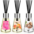 Reed Diffuser of 3 Pack, Escape/Citrus/Sandalwood, Scented Diffuser with 15 Fiber Sticks, Home Fragrance Oil Diffuser, Air Freshener for Bathroom & Bedroom, Each 1.7Fl Oz, Total 5.1Oz