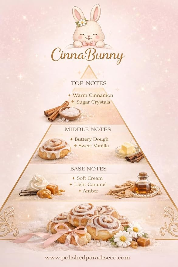 Polished Paradise Co Paradise Scents Cinnamon Bun Carpet and Upholstery Deodorizer, Easter Holiday Scent Powder for Rugs and Textiles, 16 Oz (CinnaBunny)