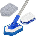 Lalafancy Bathroom Scrubber with Extendable Long Handle 50'' -3-in-1 Tub and Tile Cleaning Brush Interchangeable Head Attachment Shower Scrubber for Cleaning Bathroom Shower Bathtub Floor