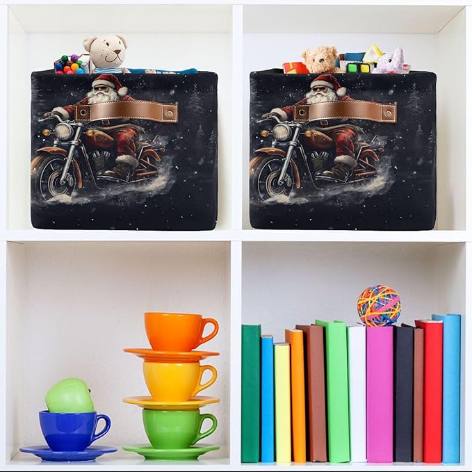 ALAZA Black Santa Claus Tree Christmas Foldable Storage Box Storage Basket Organizer Bins with Handles for Shelf Closet Living Room Bedroom Home Office 1 Pack