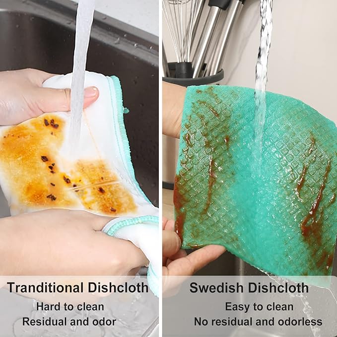JECOLE 10 Packs Swedish Dishcloths for Kitchen, Reusable Paper Towels Compostable Swedish Dish Clothes for Kitchen and Household Use