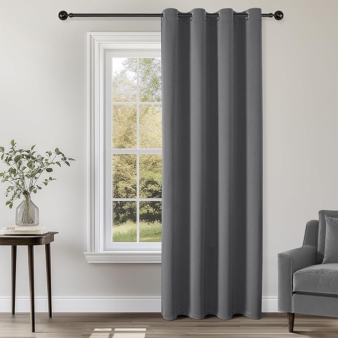 ChrisDowa Blackout Curtains 84 inches Long for Bedroom - Grommet Thermal Insulated Room Darkening Curtains for Living Room (1 Panel, Grey, 52 x 84 Inch)