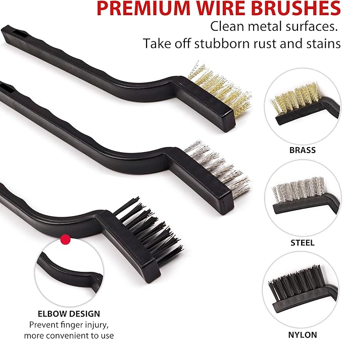 TAKAVU Complete Car Detailing Brush Kit (10 Piece) - Boar Hair Detail, Wire & Vent Brushes with Microfiber Towel for Wheels, Interior, Engine Bay Cleaning