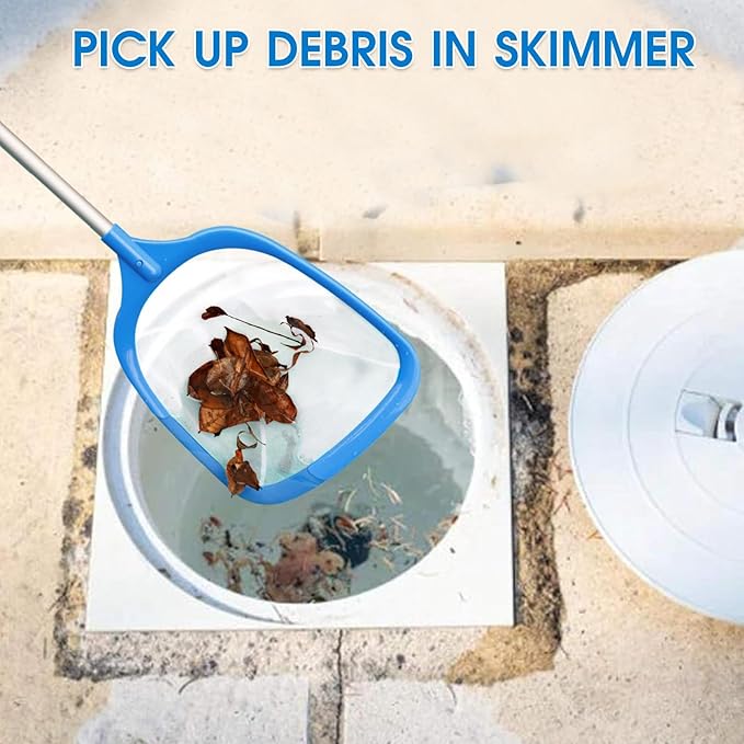 Hot Tub Skimmer Spa Net with 12'' Aluminum Pole Ultra Fine Mesh Net Handy Leaf Skimmer for Small Above Ground Pools Pick Up Fine Debris Lightweight Net