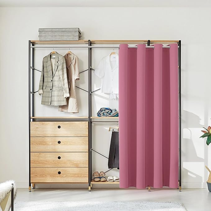 ChrisDowa Blackout Door Curtains for Doorway Privacy, Grommet Closet Curtains for Bedroom Closet Door, Thermal Insulated Temporary Doorway Cover Room Divider Drapes (1 Panel, Pink, 34 x 80 Inch)