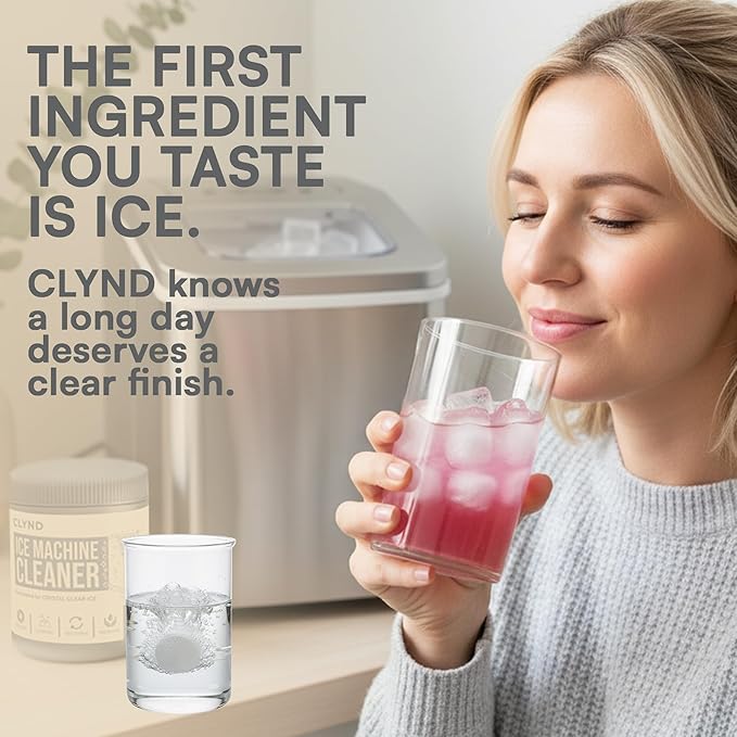 CLYND Nickel Safe Ice Machine Cleaner and Descaler 24-Pack Countertop Ice Maker Cleaner Tablets – No Residue, Unscented, Non-Corrosive Formula for Commercial, Nugget, and Home Machines