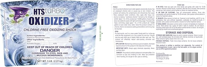 Oxidizer Shock for Pools, Hot Tubs & Spas - 5 lbs Made in USA | Fast-Dissolving Oxidizing Shock for Pool | Non Chlorine Pool Shock Treatment | Non Chlorine Shock for Pool Clears Water