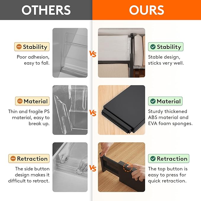 Lifewit 14 Pack Drawer Dividers 4" High, 11-17" Adjustable Drawer Organizers for Clothes, Expandable Dresser Separators in Bedroom/Bathroom/Kitchen/Fridge/Office Organization and Storage, Black