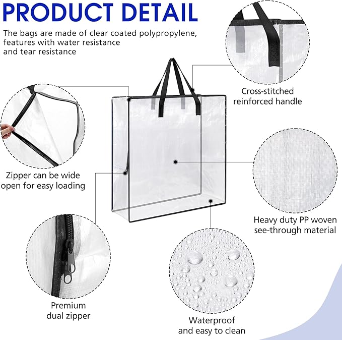 8 Pcs Clear Wreath Storage Bags 26 Inch Christmas Decoration Garland Container Door Garland Holiday Wreath Storage Holder with Handle and Zipper Heavy Duty Plastic Packing Totes(Black)
