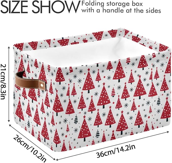 ALAZA Beautiful Pine Tree Merry Christmas Foldable Storage Box Storage Basket Organizer Bins with Handles for Shelf Closet Living Room Bedroom Home Office 1 Pack