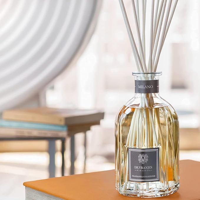 Dr. Vranjes – Milano 1250 ml Diffuser + Double Pack of White Sticks (3 Pieces Bundle) – Luxury Home Fragrance, Made in Italy, Main Scent: Patchouli, Pepper, Sandalwood