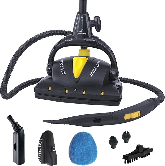 Euroflex Vapour Plus Steam Mop 18-Piece Set with Precision Floor Care Kit; Consumer Reports Recommended; 295°F & 50 PSI; Kills 99.9% Bacteria & Viruses incl. Influenza (H1N1); 5 Year Warranty