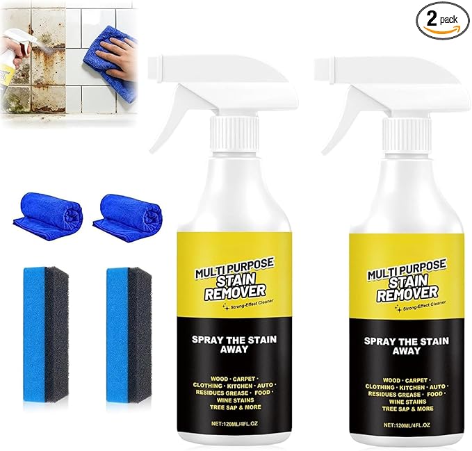 MISNINE 2PCS Multi Purpose Stain Remover, Foam Cleaner Spray, A powerful cleaner for kitchens, Fast Acting Cleaner for Kitchen Countertops, Floors, Toilets, Cars