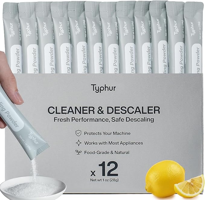 Typhur Ice Maker Cleaner and Descaler, 12 Packs Pure Citric Acid Powder, Universal Descaling Solution for All Brands of Countertop Ice Machines, Also Compatible with Coffee Makers and Kettles