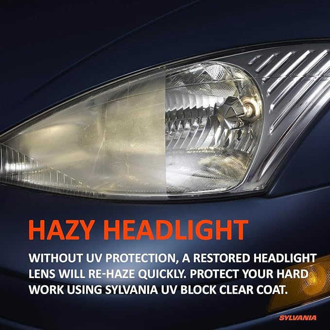 SYLVANIA - Headlight Restoration Essentials Kit - UV Block Clear Coat, Most Important Step to Restore Sun Damaged Headlights, Surface Activator, UV Protection for Clearer Headlights - 1 Fl Oz