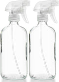 Sally's Organics® Empty Clear Glass Spray Bottles - Refillable 16 oz Containers for Essential Oils, Cleaning Products, Aromatherapy, Misting Plants, or Cooking - Sprayer with Mist and Stream - 2 Pack