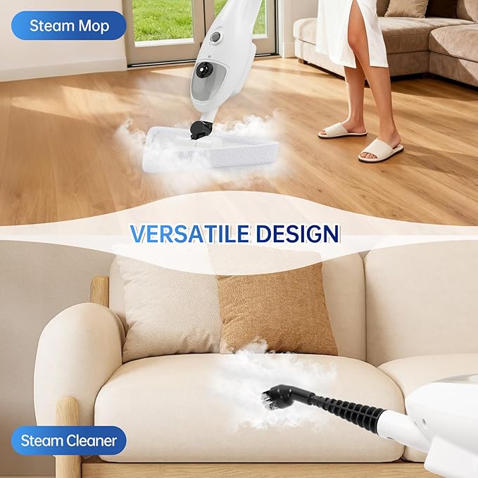 Ceyodo 15-in-1 Steam Mops with Detachable Handheld Steamer, Multipurpose Steam Cleaner Mop for Hardwood Floors, High-Pressure 1300W Motor, 30s Fast Heat Up for Tile, Laminate, and Carpet Cleaning