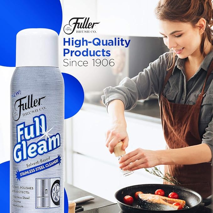 Fuller Brush Full Gleam Stainless Steel Cleaner – 15 oz Spray for Appliances, Chrome, Aluminum & Sinks – Cleans, Polishes & Protects Metal Surfaces (Pack of 1)