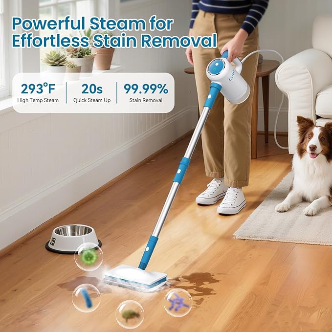 Czlife 13-in-1 Steam Mop, Handheld Steam Cleaner for Home and Floor Cleaning, Floor Steamers for Hardwood and Tile with Attachments, Electric Mop for Grout Laminate Couch Clothes Carpet, Corded