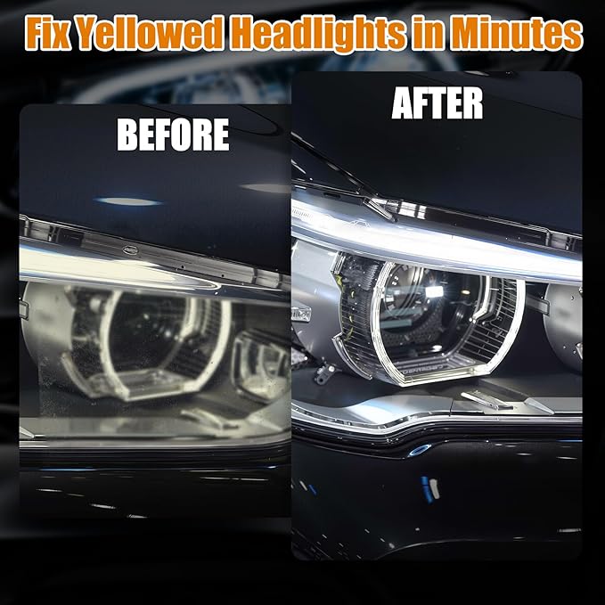 Ciirvoe Automotive Headlight Restoration Kit - Refurbishing Fluid & Polishing Cleaner for Oxidized, Yellowed Headlamps, Enhanced Hydrophobic Coating for Superior Gloss & Protection on All Vehicles