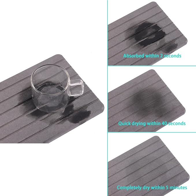 NiuYichee 2 PCS Water Absorbent Diatomite Coasters (9.5" x 5.5"), Grooved Design, Water Absorbing Stone Used for Hand Soaps & Plants & toiletries in The Modern Home