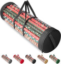 BALEINE Christmas Wrapping Paper Organizer Storage, 41" Gift Wrapping Paper Storage Containers, Clear PVC with Durable 600D Oxford Fabric Gift Wrap Paper Holder Fits 18-25 Rolls, Black