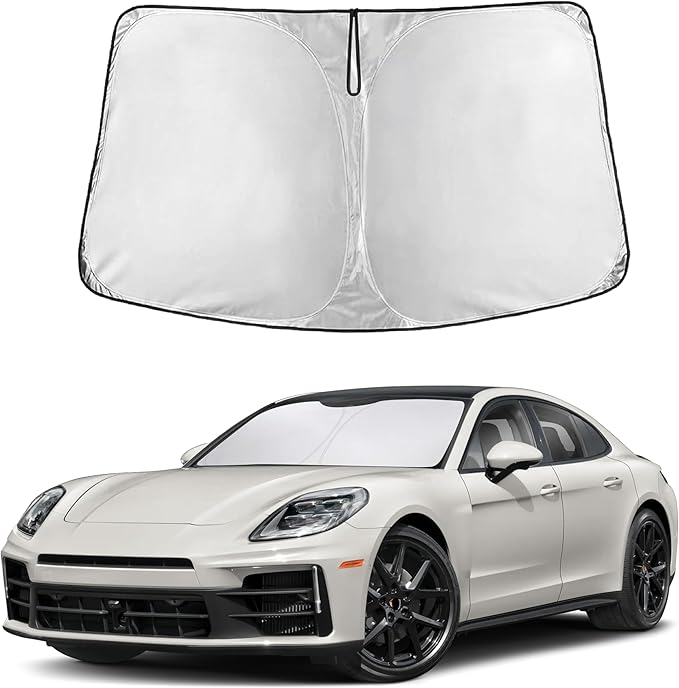 EcoNour Windshield Sun Shade Compatible for Porsche Panamera 2017-2025 Front Window Sunshade Foldable Sun Visor UV & Heat Blocking Protection