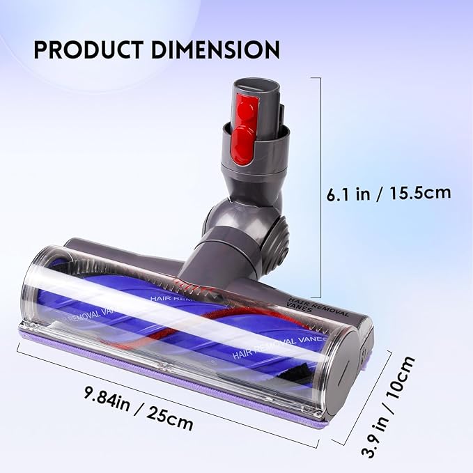 OTTWL Upgrade Anti-Tangle Replacement Vacuum Head Compatible with Dyson V8, Cyclone V10,V11,V15 Cordless Vacuum Cleaners, Suitable for Thin Carpets, Hardwood Floor