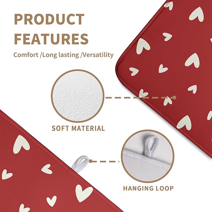 Wnoesat Valentine's Day Love Heart Dish Drying Mat for Kitchen Counter 18x24 Inch Valentine Theme Dish Mats Absorbent Microfiber Dish Draining Mat Reusable Washable Dish Drainer Rack Pad