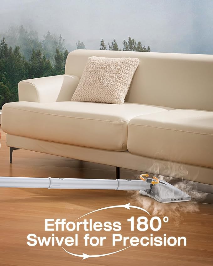 LABIGO 10-in-1 Steam Mop with Detachable Handheld Steamer, 350ml Tank, 10s Heat-Up, 248°F Steam Cleaner, 3-Level Control and Swivel Head for Floors, Carpets, Tiles, BBQ grill Multi-Surface Clean White