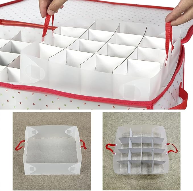 Sattiyrch Plastic Christmas Ornament Storage Box with Trays,Customizable Dividers, Dust-Proof Durable Ornament Organizer Holder,Christmas Storage Containers,Holds 128 x 3 Ornaments