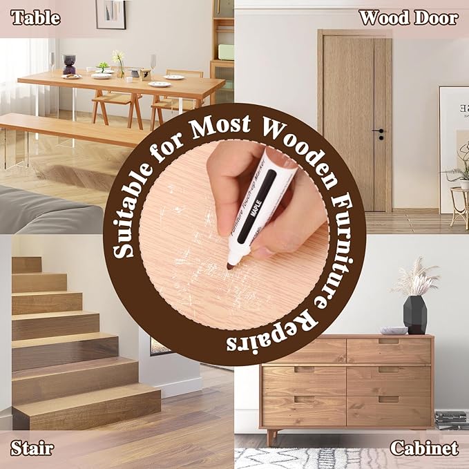 Dual Tip Furniture Markers Touch Up,Upgrade 13 Pcs Wood Markers Furniture Repair Kit,Touch Up Paint Pen and Wood Filler Putty Stick with Sharpener Kit,for Wood Stain Remover,Wood Floor Scratch Repair
