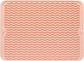 MicoYang Silicone Dish Drying Mat for Multiple Usage,Easy clean,Eco-friendly,Heat-resistant Silicone Mat for Kitchen Counter or Sink,Refrigerator or drawer liner Pink L 16 inches x 12 inches