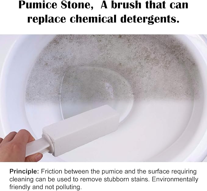 2 Pack Pumice Stone for Toilet Bowl Cleaning with Handle, Scouring Stick Remove Toilet Bowl Hard Water Rings, Calcium Buildup and Rust for Cleaning Toilet, Bathroom, Kitchen Sink, Grill (White)
