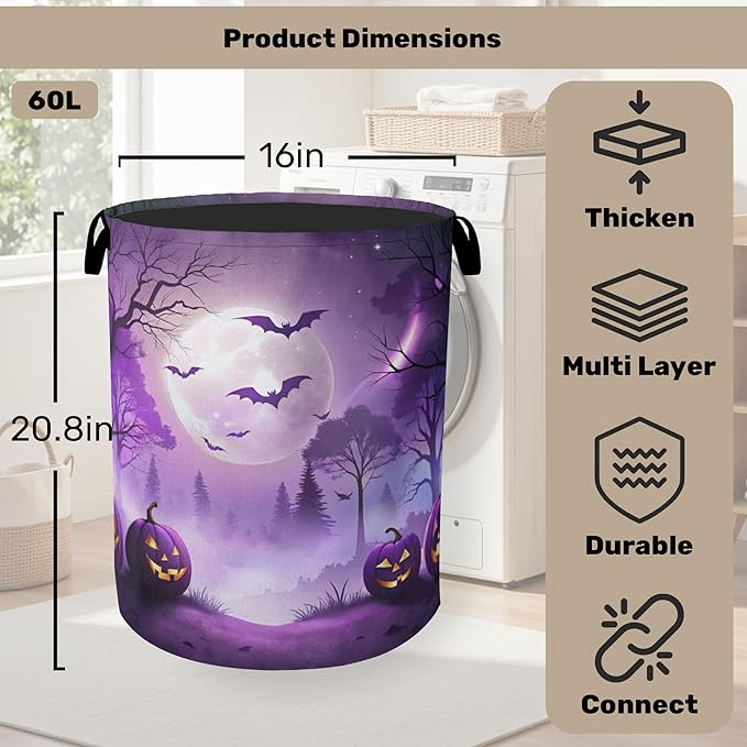 Pumpkin Party Foldable Laundry Hamper - Waterproof Fabric Storage Basket with Handles, Clothes Hampers for Laundry,Bedroom,Dorm