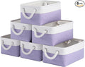 Storage Baskets for Shelves 11.8x7.9x5.2 Inch, Foldable Fabric Storage Bins with Handles, Small Storage Baskets for Organizing Closet, Office, Home Organization (6-Pack, White&Purple)