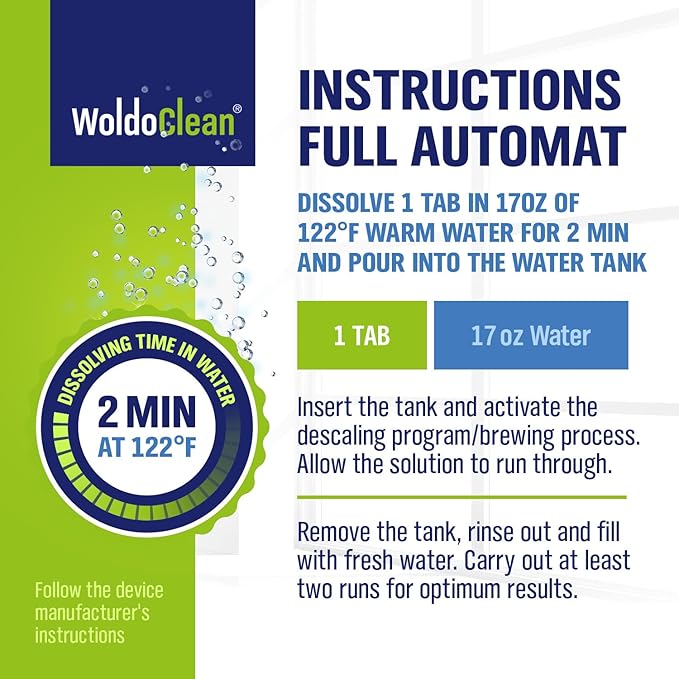 WoldoClean Coffee Machine Cleaner & Descaler Tablets (15 Count) - Universal Descaling Tabs Compatible with Nespresso, Keurig, Ninja, Breville & Drip Coffee Makers, Removes Limescale & Mineral Buildup
