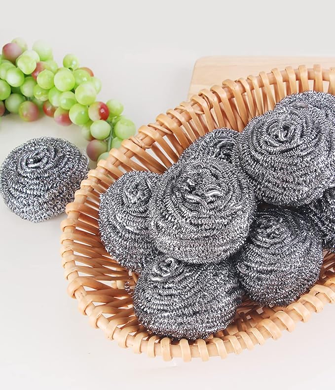 Docduet 6Pcs Steel Wool Scrubbers - Flexible Scrubber Pads for Cleaning Dishes, Pots, Pans, Grills and Sinks