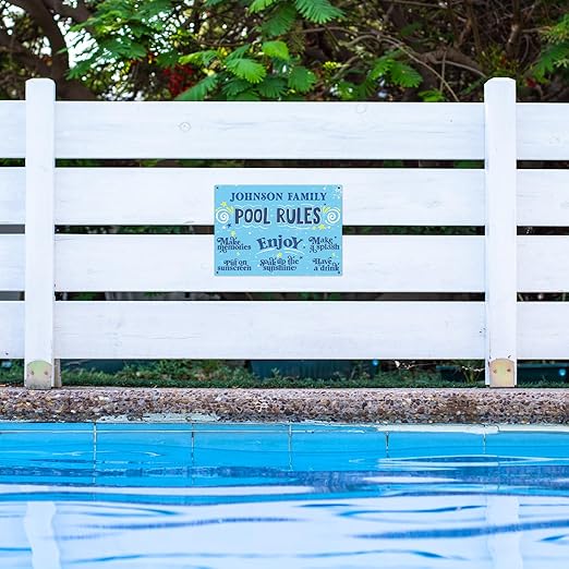 Custom Pool Sign, Fun Pool Rules For Pool Decor Sign, 10x14 Inches, Rust Free .040 Aluminum, Fade Resistant, Made in USA by Sigo Signs