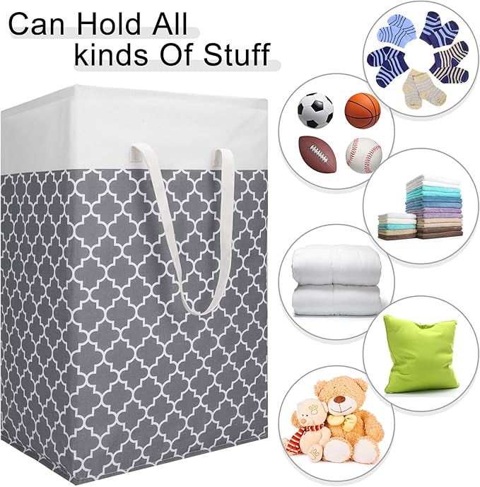 Treela 6 Pack 75l Large Laundry Baskets Collapsible Laundry Hampers with Reinforced Handles, Waterproof Freestanding Clothes Hamper Dirty Clothes Basket for Dorm Bedroom Bathroom Towels Toys(Gray)
