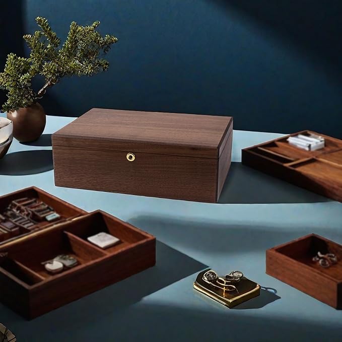 Exquisite Black Walnut Wood Jewelry Box & Organizers&holder: – Noble and Elegant Storage Solution,for Women Girls Valentines Birthdays Wedding Gift