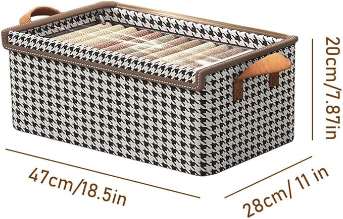 4PCS Foldable Storage Box with Lid - Extra Large Fabric Closet Organizer for Clothes, 18.5x11x7.9 Inch Canvas Bin, Collapsible Design for Bedroom, Shelf, Closet, Underbed (Black & White)