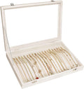 Necklace Organizer Box Premium 20 Hooks Velvet Necklace Display Jewelry Tray with Transparent Lid Jewelry Necklace Display Box for Necklace Pendants Suitable for Women and Girls (Beige)